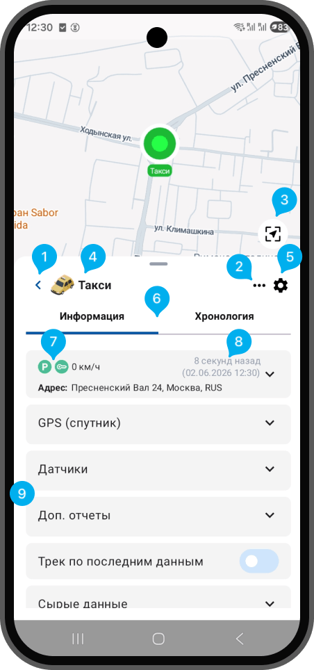 Элементы экрана информации об объекте на Android