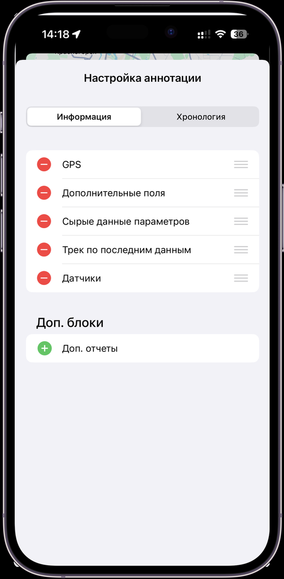 Настройка состава и порядка данных в аннотации