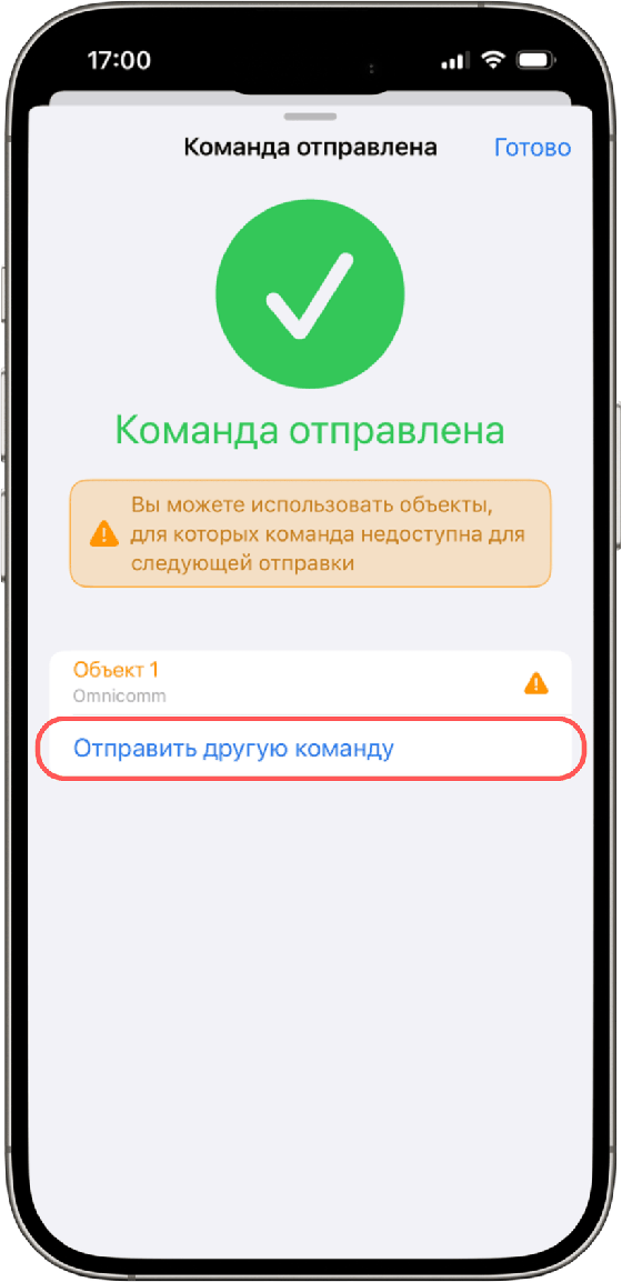 На этом экране можно нажать «Отправить другую команду», чтобы выбрать и отправить другую…