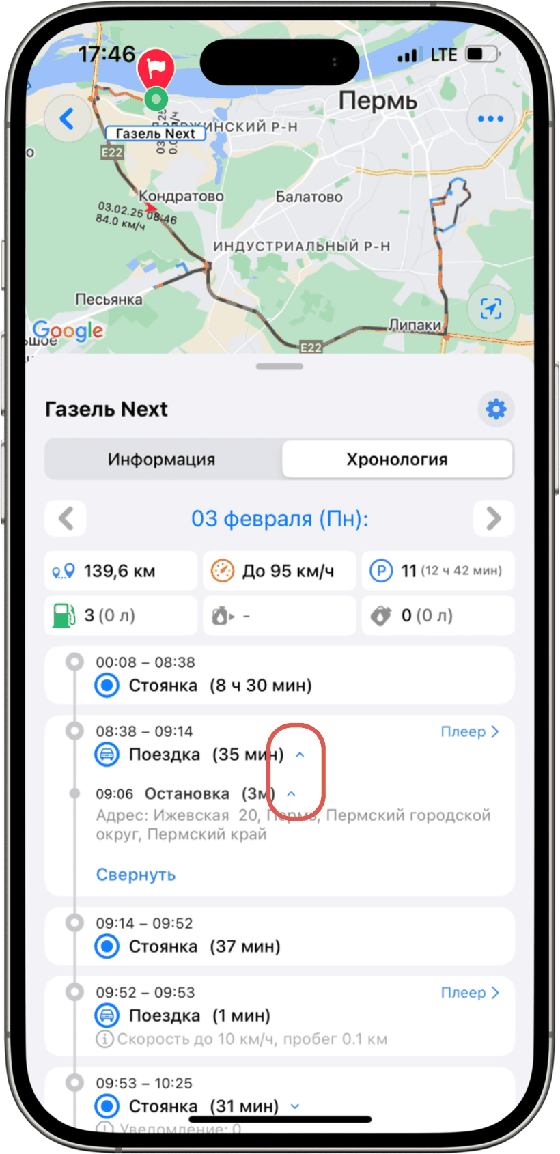 События внутри группы поездки